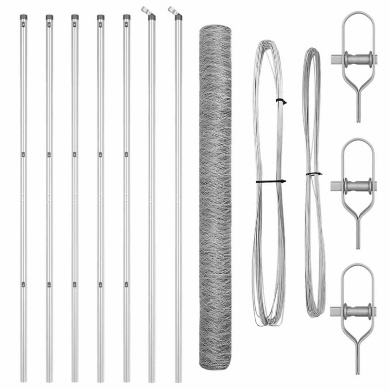 Słupek ogrodzeniowy. Srebrny 10 x 1,5 m (siatka 50 mm) Stal