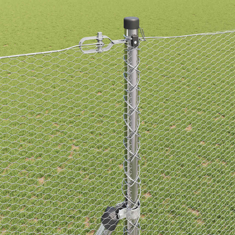Słupek ogrodzeniowy. Srebrny 10 x 1,6 m (siatka 13 mm) Stal