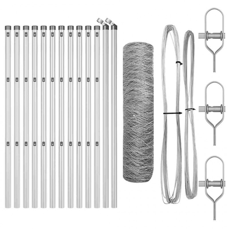 Słupek ogrodzeniowy. Srebrny 25 x 0,4 m (siatka 36 mm) Stal