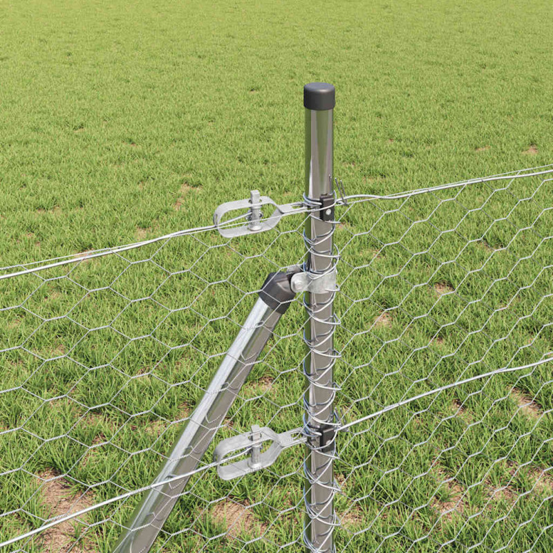 Słupek ogrodzeniowy. Srebrny 25 x 0,6 m (siatka 36 mm) Stal