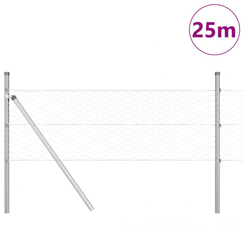 Słupek ogrodzeniowy. Srebrny 25 x 0,8 m (siatka 36 mm) Stal
