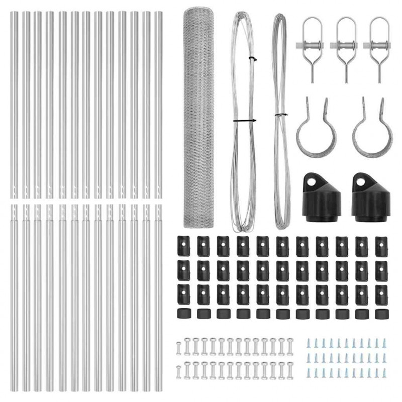 Słupek ogrodzeniowy. Srebrny 25 x 1 m (siatka 13 mm) Stal
