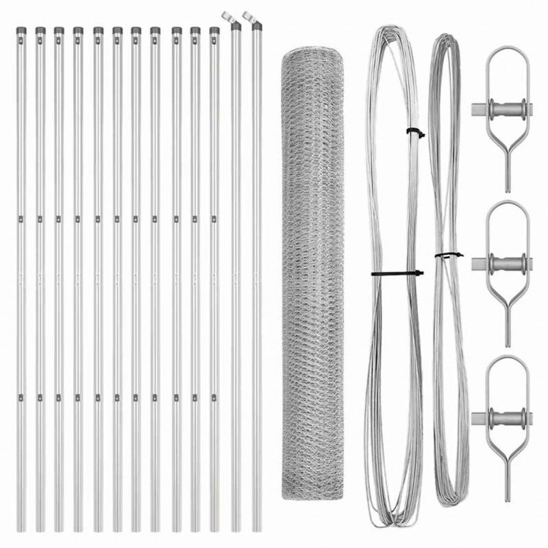 Słupek ogrodzeniowy. Srebrny 25 x 1 m (25 mm siatka) Stal