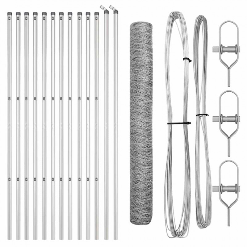Słupek ogrodzeniowy. Srebrny 25 x 1 m (siatka 50 mm) Stal