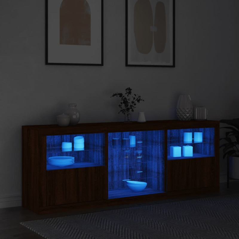 Szafka z oświetleniem LED, brązowy dąb, 181,5x37x67 cm