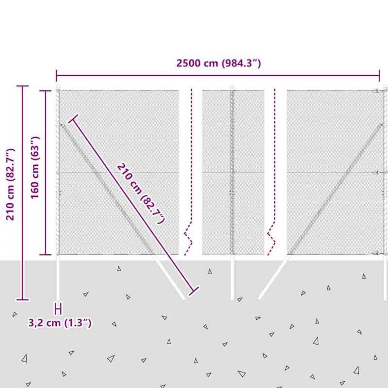 Słupek ogrodzeniowy. Srebrny 25 x 1,6 m (siatka 13 mm) Stal
