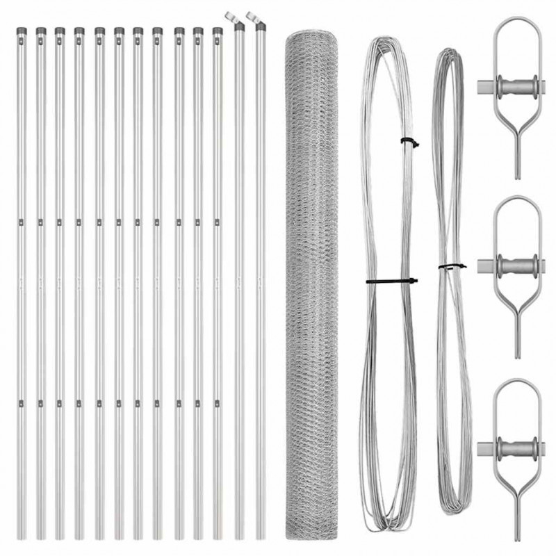 Słupek ogrodzeniowy. Srebrny 25 x 1,6 m (25 mm siatka) Stal