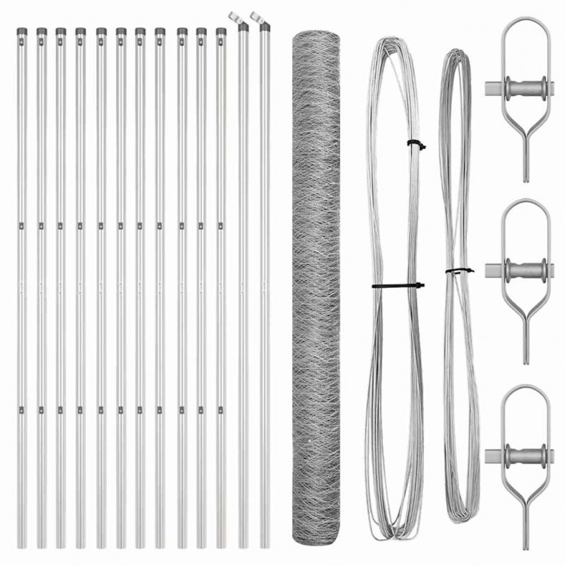 Słupek ogrodzeniowy. Srebrny 25 x 1,6 m (siatka 36 mm) Stal
