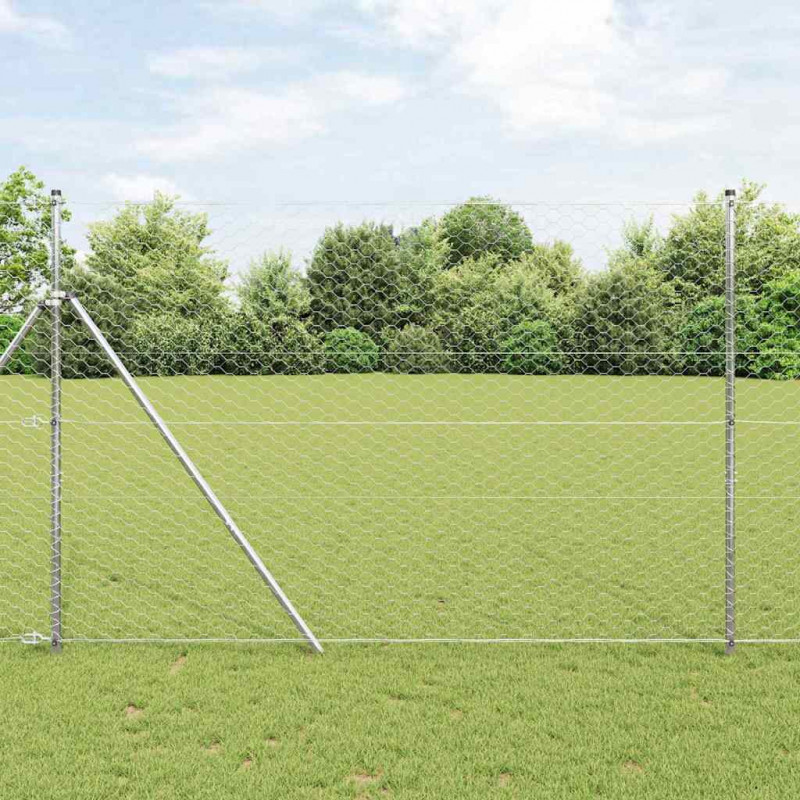 Słupek ogrodzeniowy. Srebrny 25 x 1,6 m (siatka 50 mm) Stal