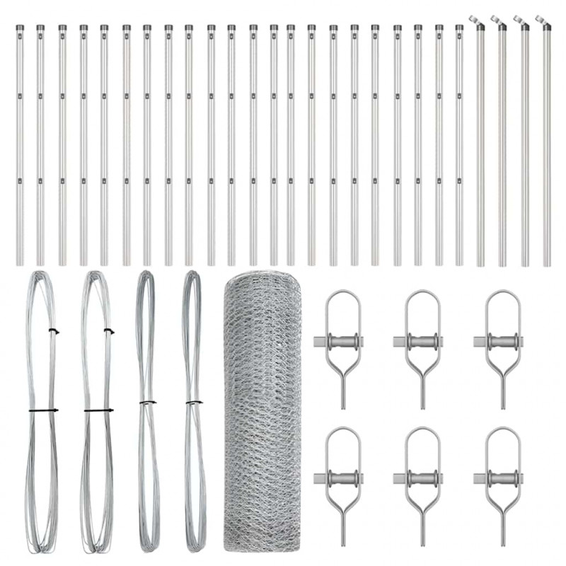Słupek ogrodzeniowy. Srebrny 50 x 0,4 m (siatka 13 mm) Stal