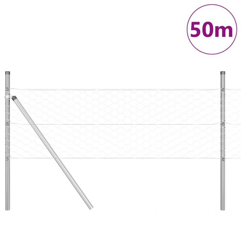 Słupek ogrodzeniowy. Srebrny 50 x 0,4 m (siatka 50 mm) Stal