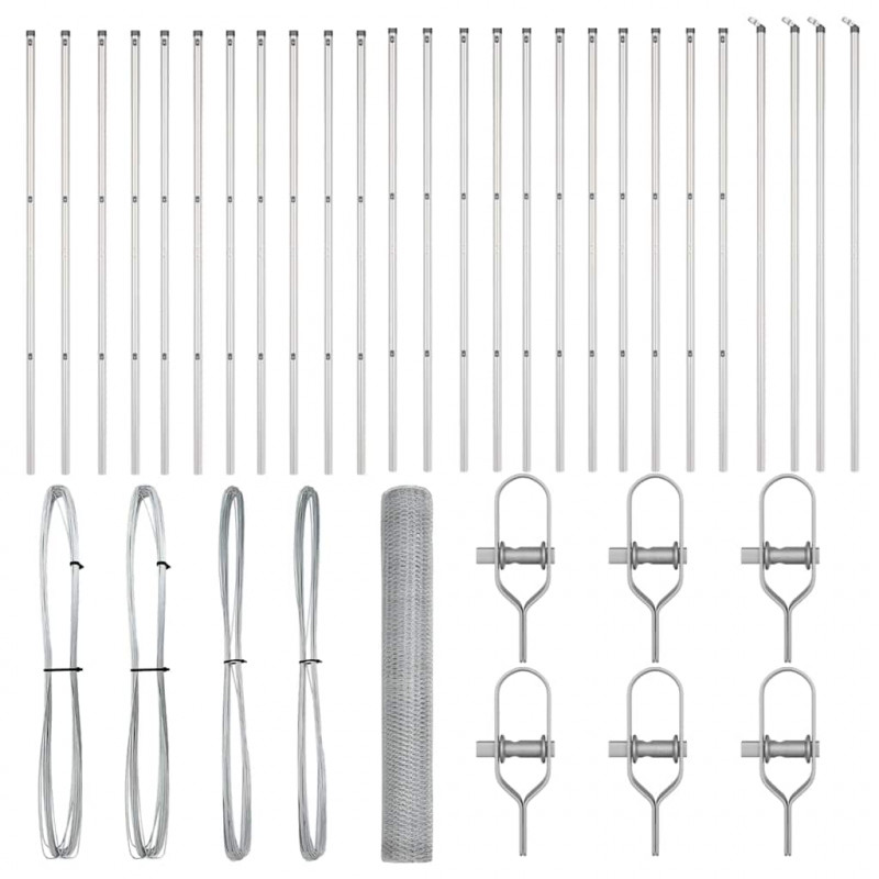 Słupek ogrodzeniowy. Srebrny 50 x 1 m (siatka 13 mm) Stal