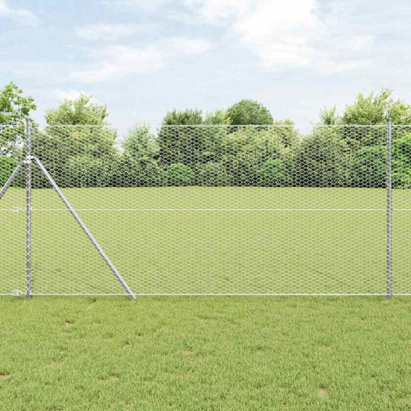 Słupek ogrodzeniowy. Srebrny 50 x 1 m (siatka 25 mm) Stal