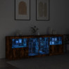 Szafka z oświetleniem LED, przydymiony dąb, 202x37x67 cm