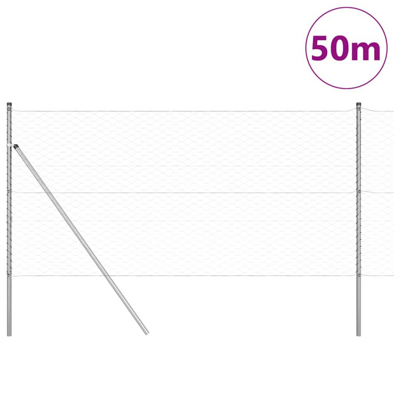 Słupek ogrodzeniowy. Srebrny 50 x 1,2 m (siatka 50 mm) Stal