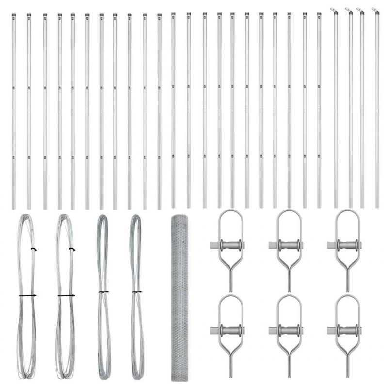 Słupek ogrodzeniowy. Srebrny 50 x 1,5 m (siatka 13 mm) Stal