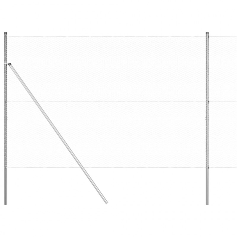 Słupek ogrodzeniowy. Srebrny 50 x 1,6 m (siatka 25 mm) Stal