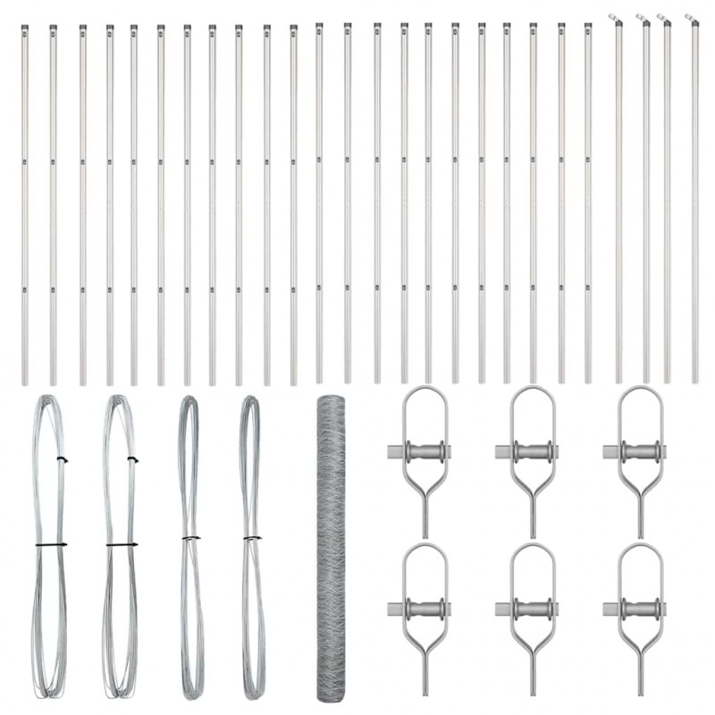 Słupek ogrodzeniowy. Srebrny 50 x 1,6 m (siatka 36 mm) Stal
