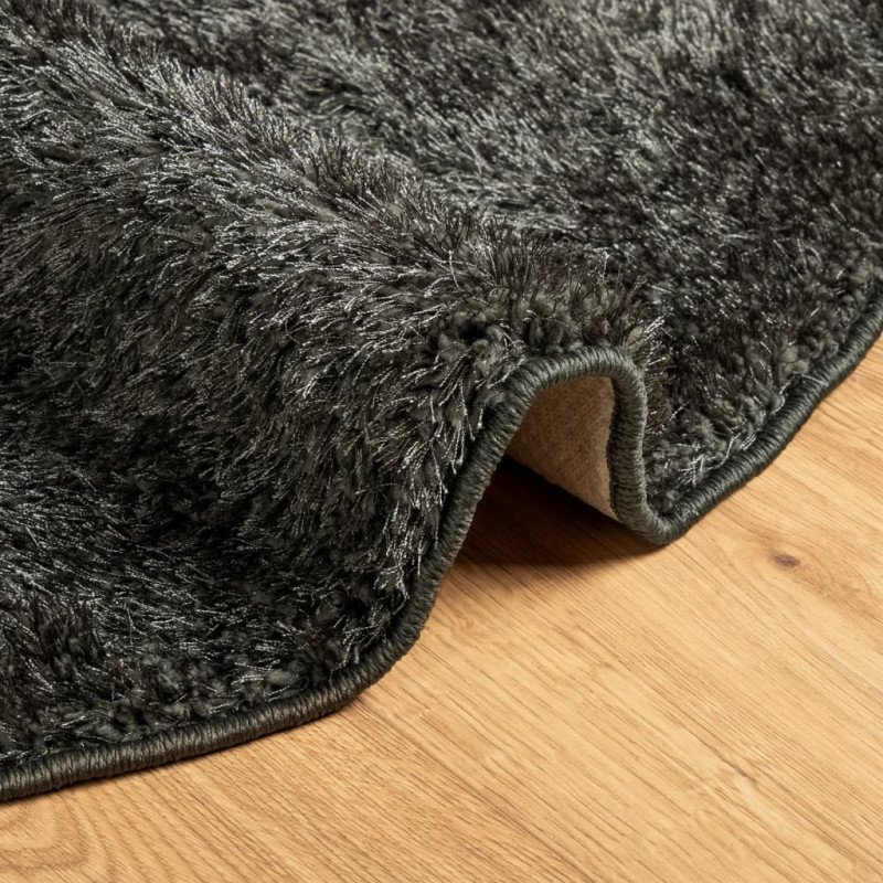 Dywan ISTAN z długim runem, połyskujący, antracytowy, Ø 80 cm