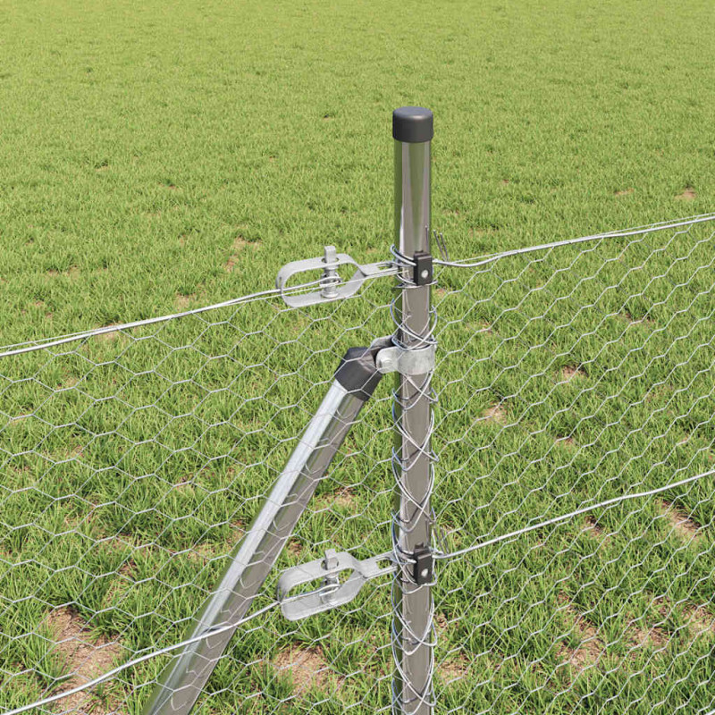 Słupek ogrodzeniowy. Srebrny 100 x 0,4 m (siatka 25 mm) Stal