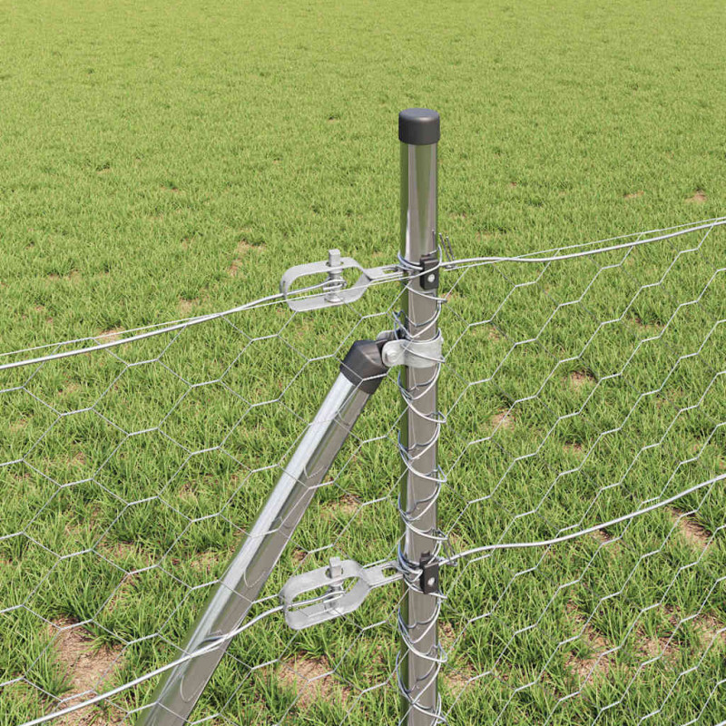 Słupek ogrodzeniowy. Srebrny 100 x 0,4 m (siatka 50 mm) Stal