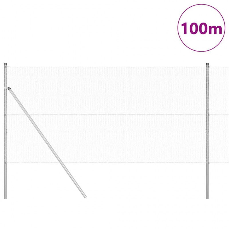 Słupek ogrodzeniowy. Srebrny 100 x 1 m (siatka 13 mm) Stal