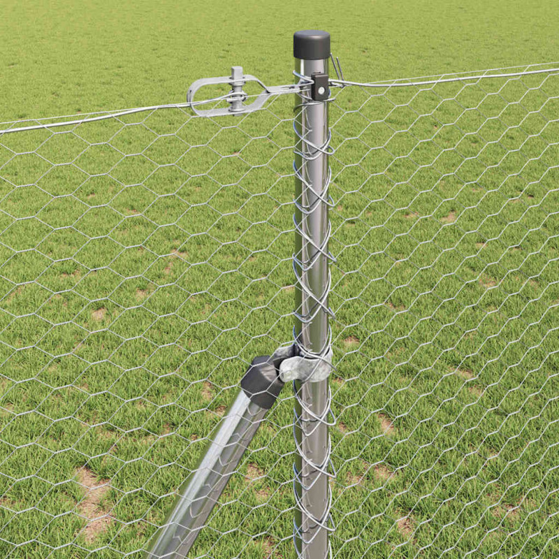 Słupek ogrodzeniowy. Srebrny 100 x 1 m (siatka 25 mm) Stal