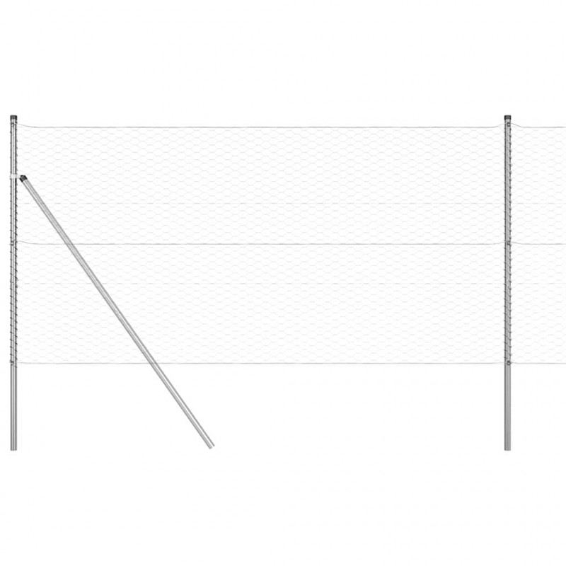 Słupek ogrodzeniowy. Srebrny 100 x 1 m (siatka 36 mm) Stal
