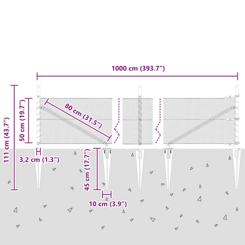 Słupek ogrodzeniowy. Zielony 10 x 0,5 m (siatka 13 mm)