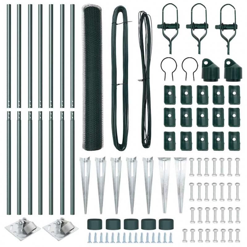 Słupek ogrodzeniowy. Zielony 10 x 1 m (siatka 13 mm) Stal i PVC