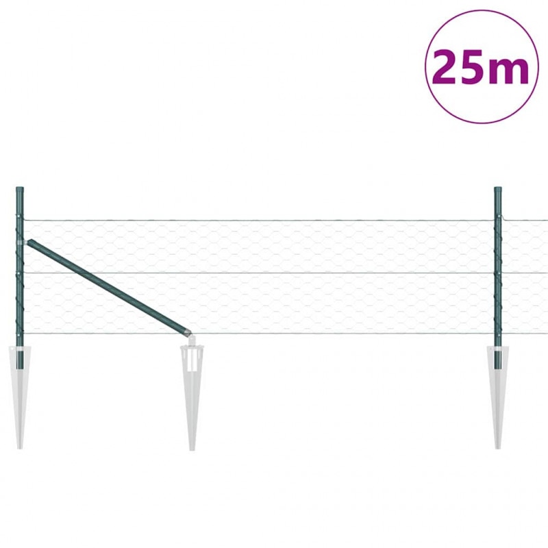 Słupek ogrodzeniowy. Zielony 25 x 0,5 m (siatka 50 mm) Stal