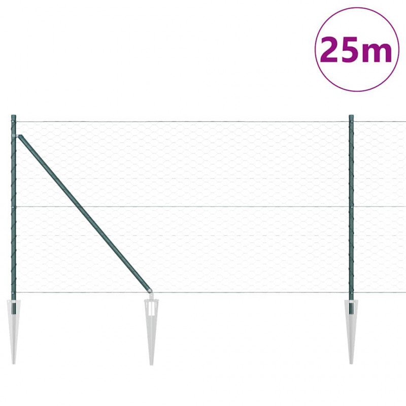 Słupek ogrodzeniowy. Zielony 25 x 1 m (siatka 50 mm) Stal