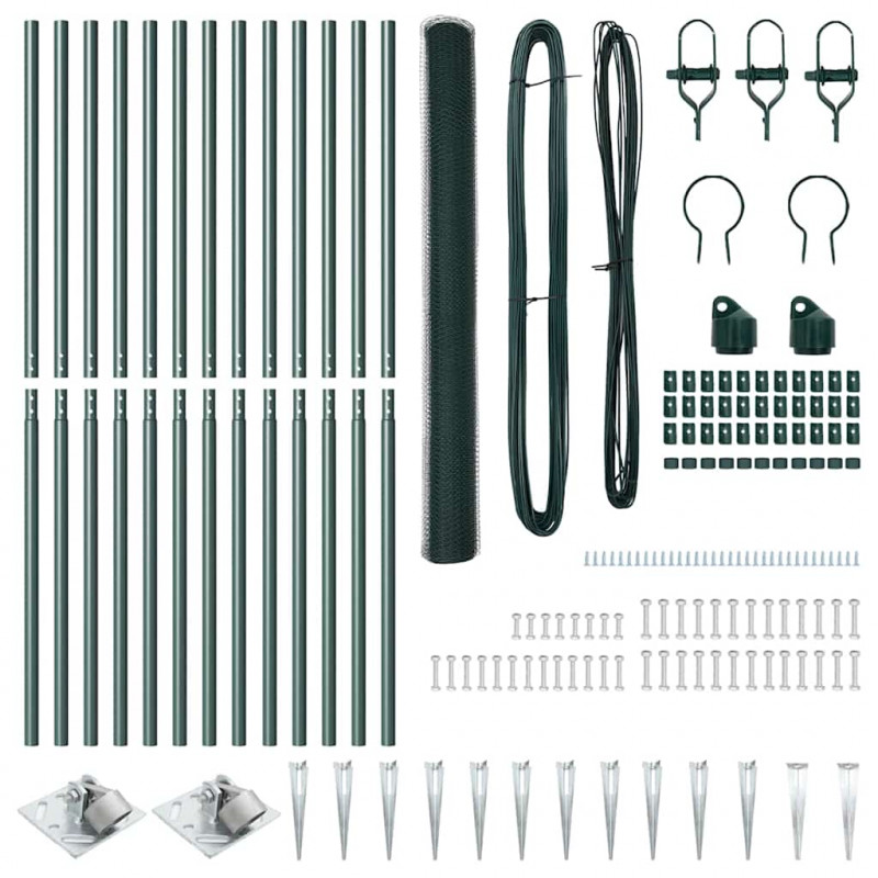 Słupek ogrodzeniowy. Zielony 25 x 1,5 m (siatka 13 mm) Stal