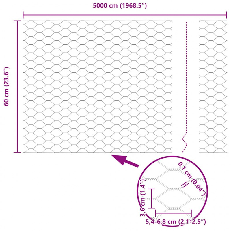Słupek ogrodzeniowy. Zielony 50 x 0,6 m (siatka 36 mm)