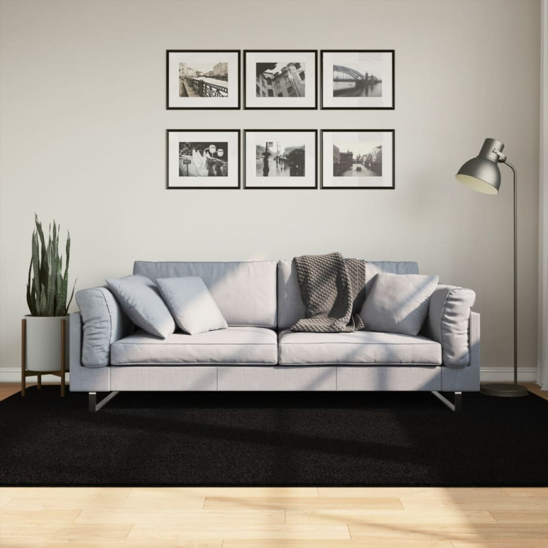 Dywan HUARTE z krótkim włosiem, czarny, 160x230 cm
