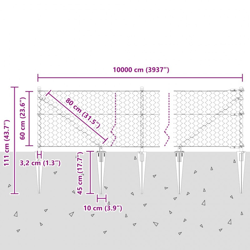 Słupek ogrodzeniowy. Zielony 100 x 0,6 m (mesh 50 mm)