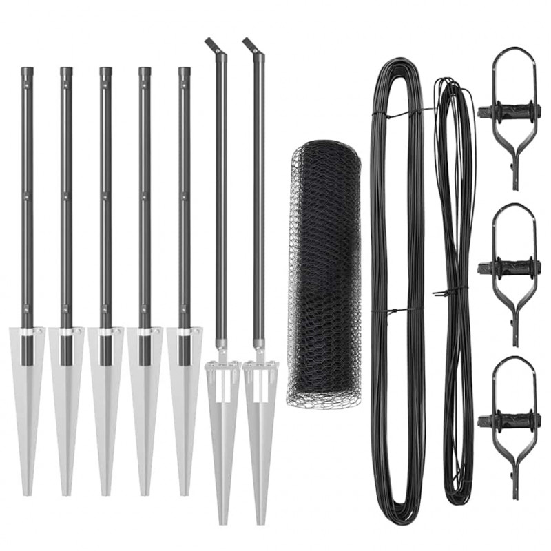 Słupek ogrodzeniowy. Szary 10 x 0,4 m (siatka 13 mm) Stal i PVC