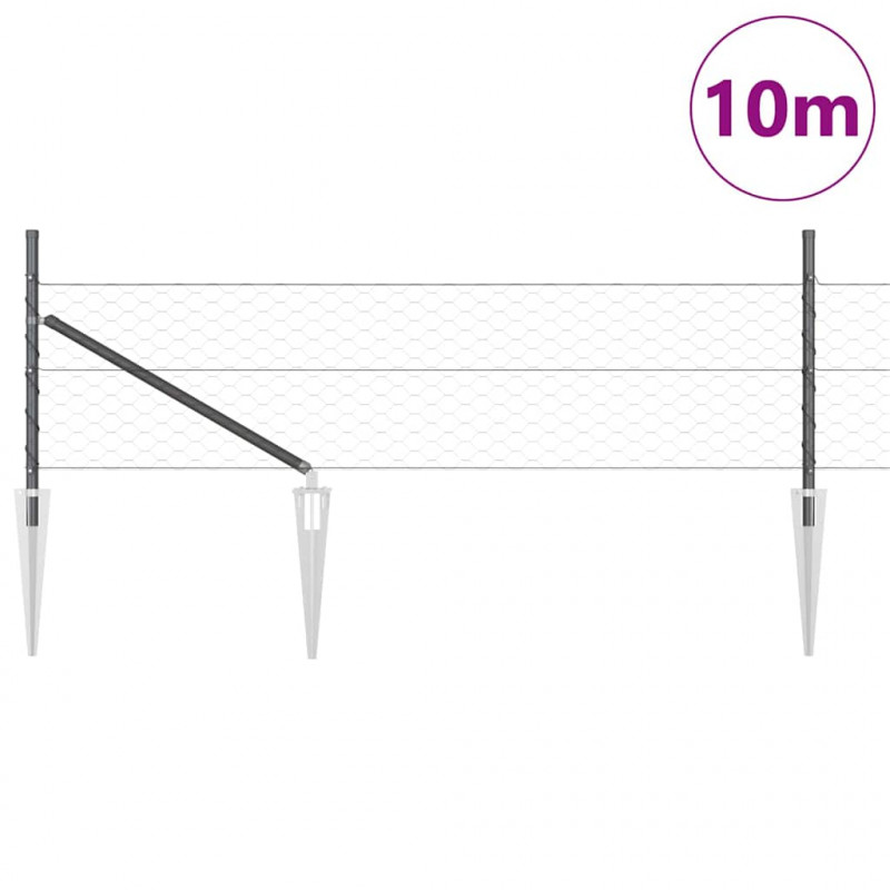 Słupek ogrodzeniowy. Szary 10 x 0,5 m (siatka 50 mm) Stal i PVC