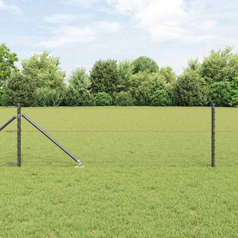 Słupek ogrodzeniowy. Szary 10 x 0,6 m (siatka 25 mm) Stal i PVC