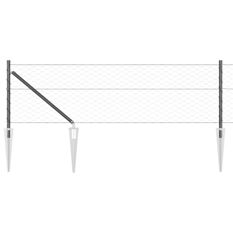 Słupek ogrodzeniowy. Szary 10 x 0,6 m (siatka 50 mm) Stal i PVC