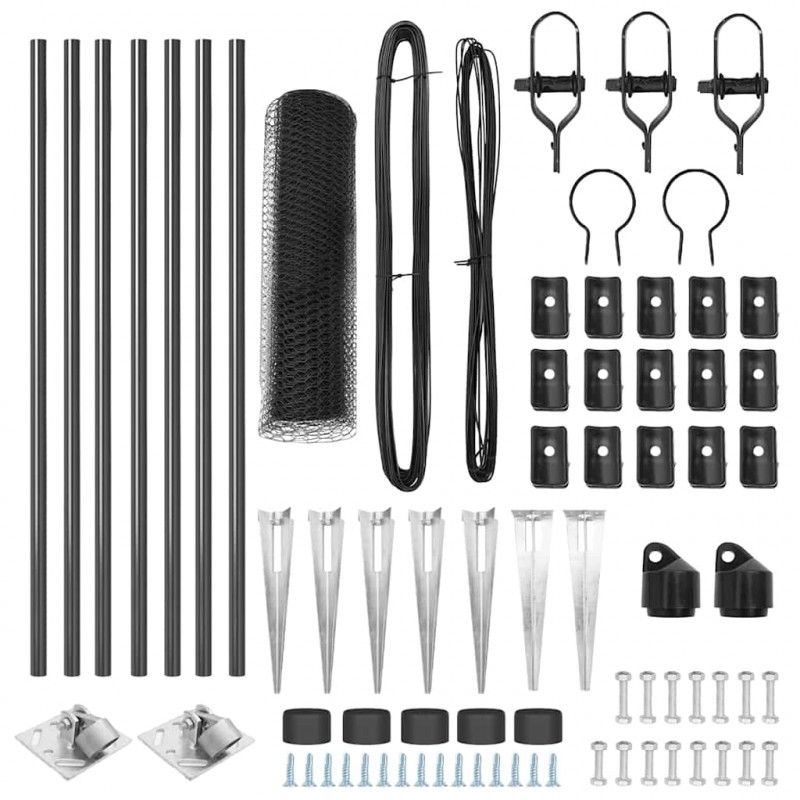 Słupek ogrodzeniowy. Szary 10 x 1 m (siatka 13 mm) Stal i PVC