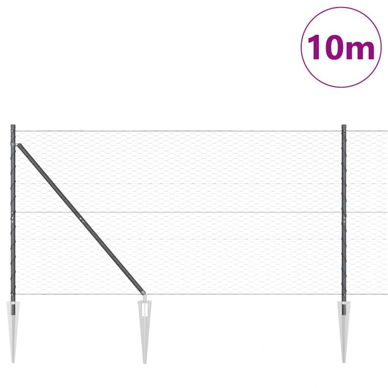 Słupek ogrodzeniowy. Szary 10 x 1,4 m (siatka 36 mm) Stal i PVC