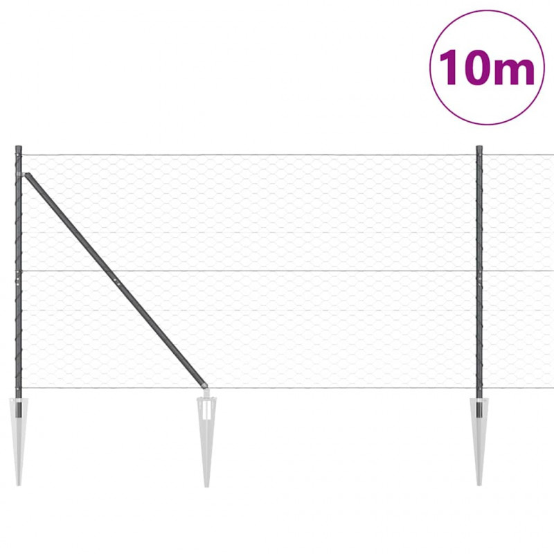 Słupek ogrodzeniowy. Szary 10 x 1,4 m (siatka 50 mm) Stal i PVC
