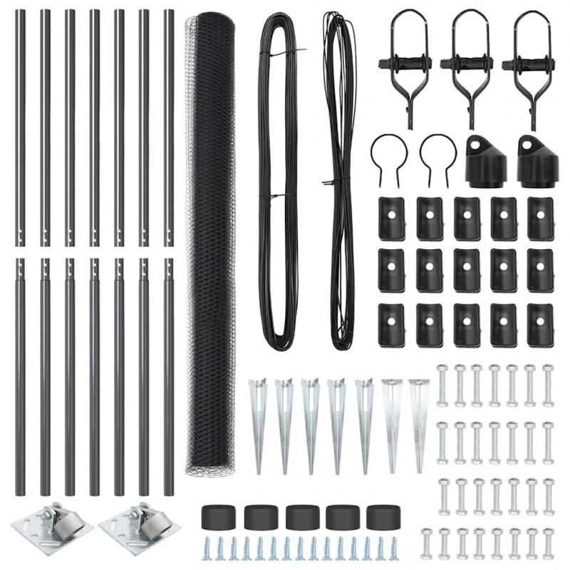 Słupek ogrodzeniowy. Szary 10 x 1,5 m (siatka 13 mm) Stal i PVC