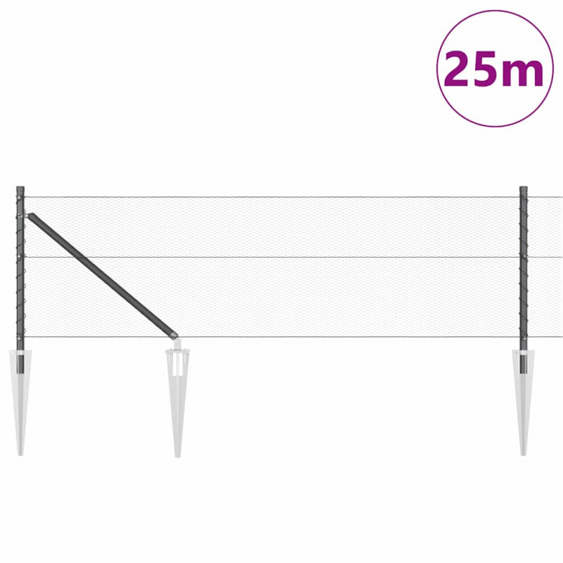 Słupek ogrodzeniowy. Szary 25 x 0,6 m (siatka 13 mm) Stal i PVC