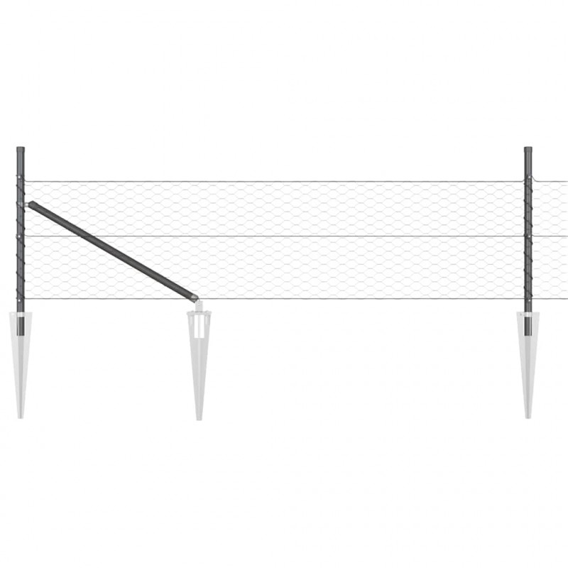 Słupek ogrodzeniowy. Szary 25 x 0,8 m (siatka 36 mm) Stal i PVC