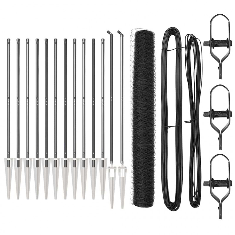 Słupek ogrodzeniowy. Szary 25 x 1,4 m (siatka 36 mm) Stal i PVC