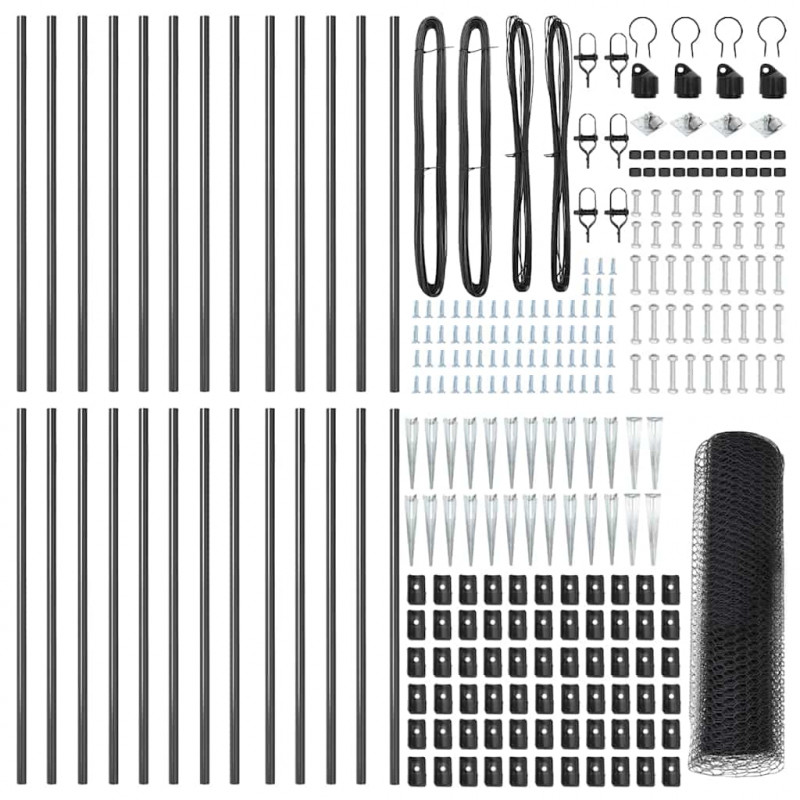 Słupek ogrodzeniowy. Szary 50 x 0,6 m (siatka 13 mm) Stal i PVC