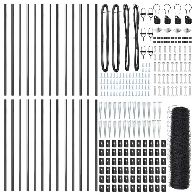 Słupek ogrodzeniowy. Szary 50 x 0,8 m (siatka 36 mm) Stal i PVC