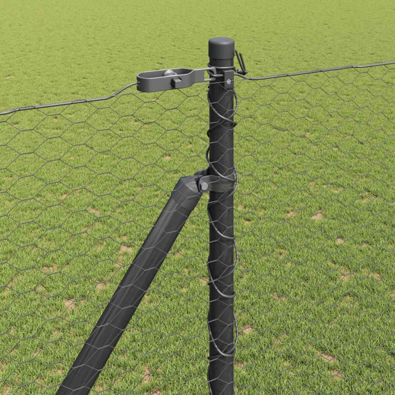 Słupek ogrodzeniowy. Szary 50 x 1,6 m (siatka 25 mm) Stal i PVC